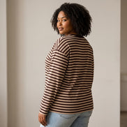 Liberty Rose - Choc/Beige Striped Tee