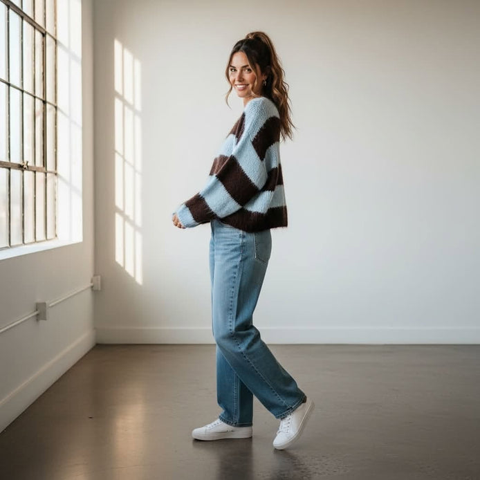 Charlotte - Chocolate & Sky Blue Jumper