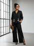 Adorne - Black linen embroidered shirt