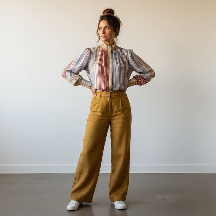 Jatea - Stripe Ballon Sleeve Shirt