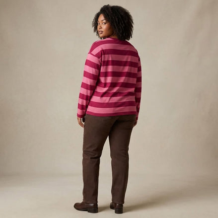 Liberty Rose - Red & Pink Striped Long Sleeve Tee