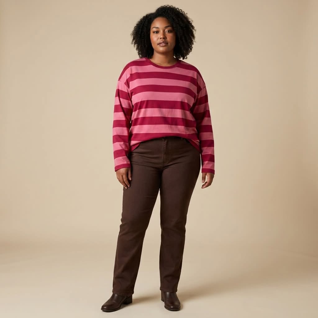 Liberty Rose - Red & Pink Striped Long Sleeve Tee