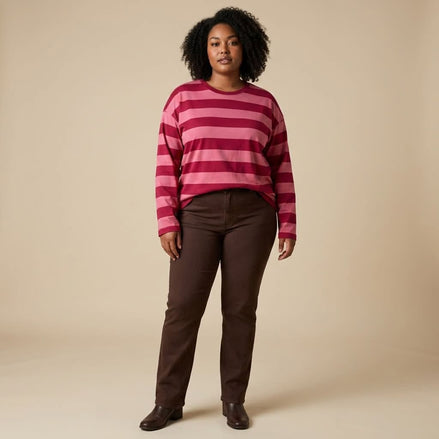 Liberty Rose - Red & Pink Striped Long Sleeve Tee