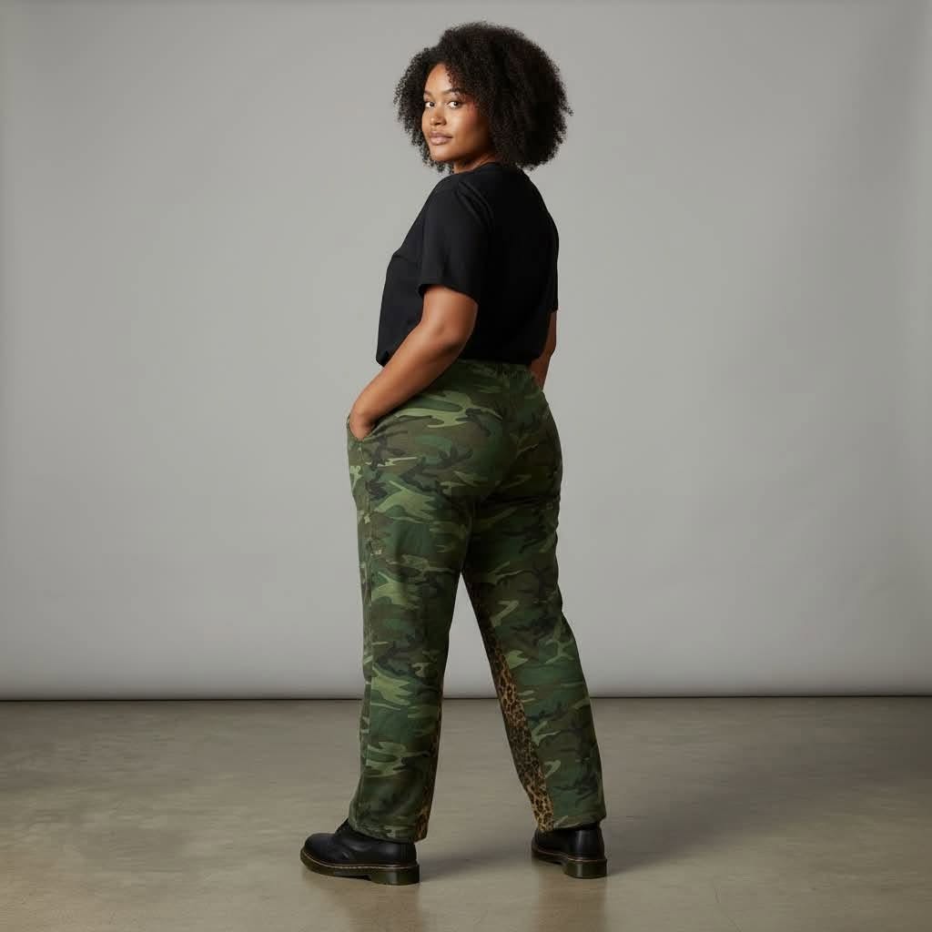 By Frankie - Dark Camo Leopard Panel Pants