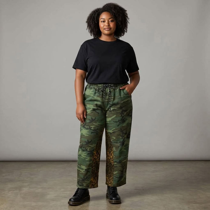 By Frankie - Dark Camo Leopard Panel Pants