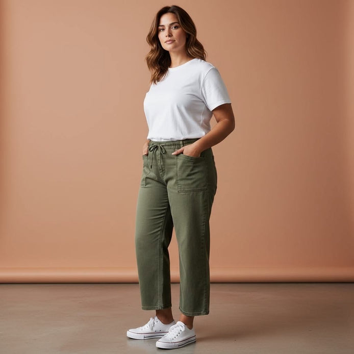 Wakee - Barrel Denim Jeans Military