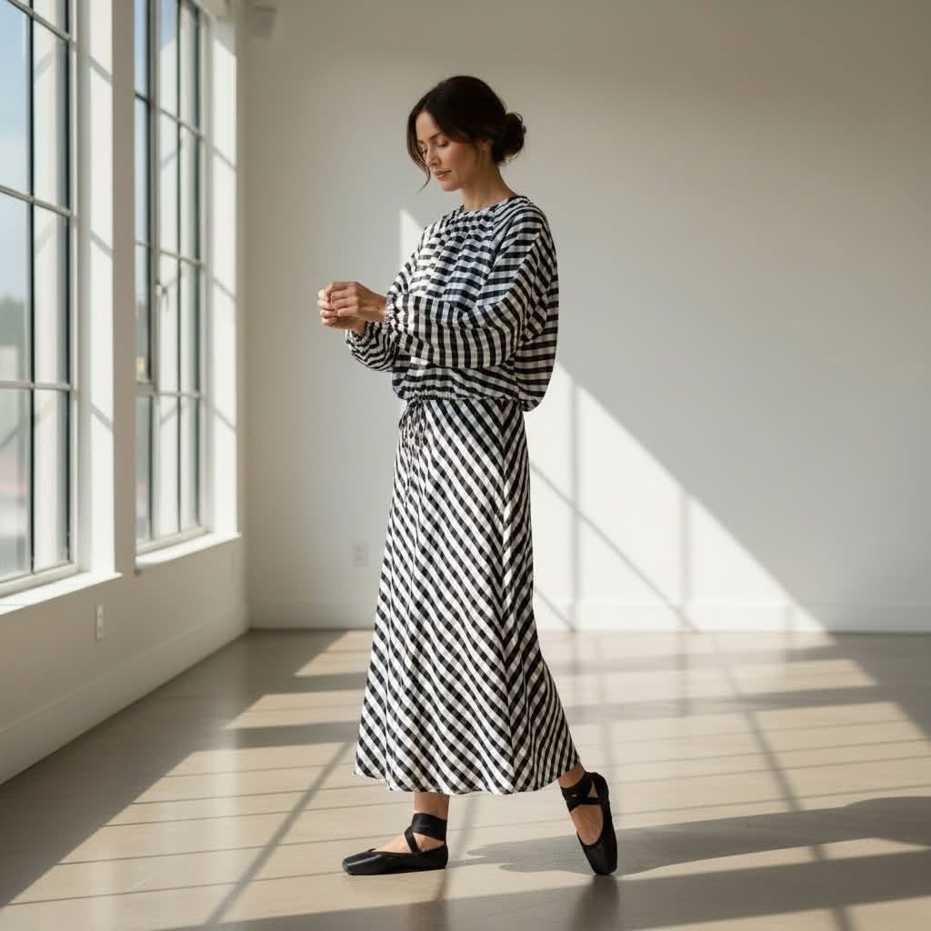 Adorne - Raglan Sleeve Gingham Top