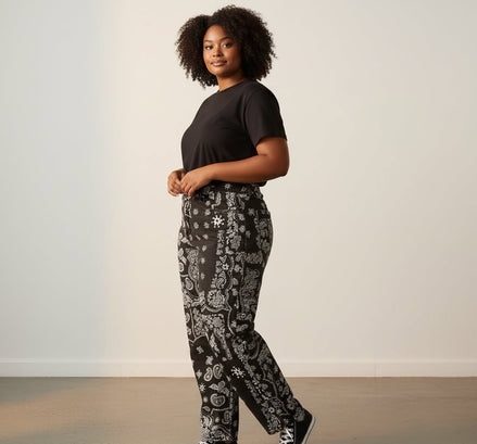 Mutig - Bohemian Black Barrel Jeans