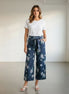 Amyic - Floral Print Denim Pants