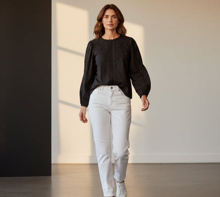 Adorne - Black Cut Out Lace Top