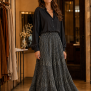 Leopard Print Velvet Skirt- Chocolate