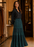 Leopard Print Velvet Skirt- Military Green