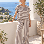 Adorne - Gabriella Stripped Linen Pants