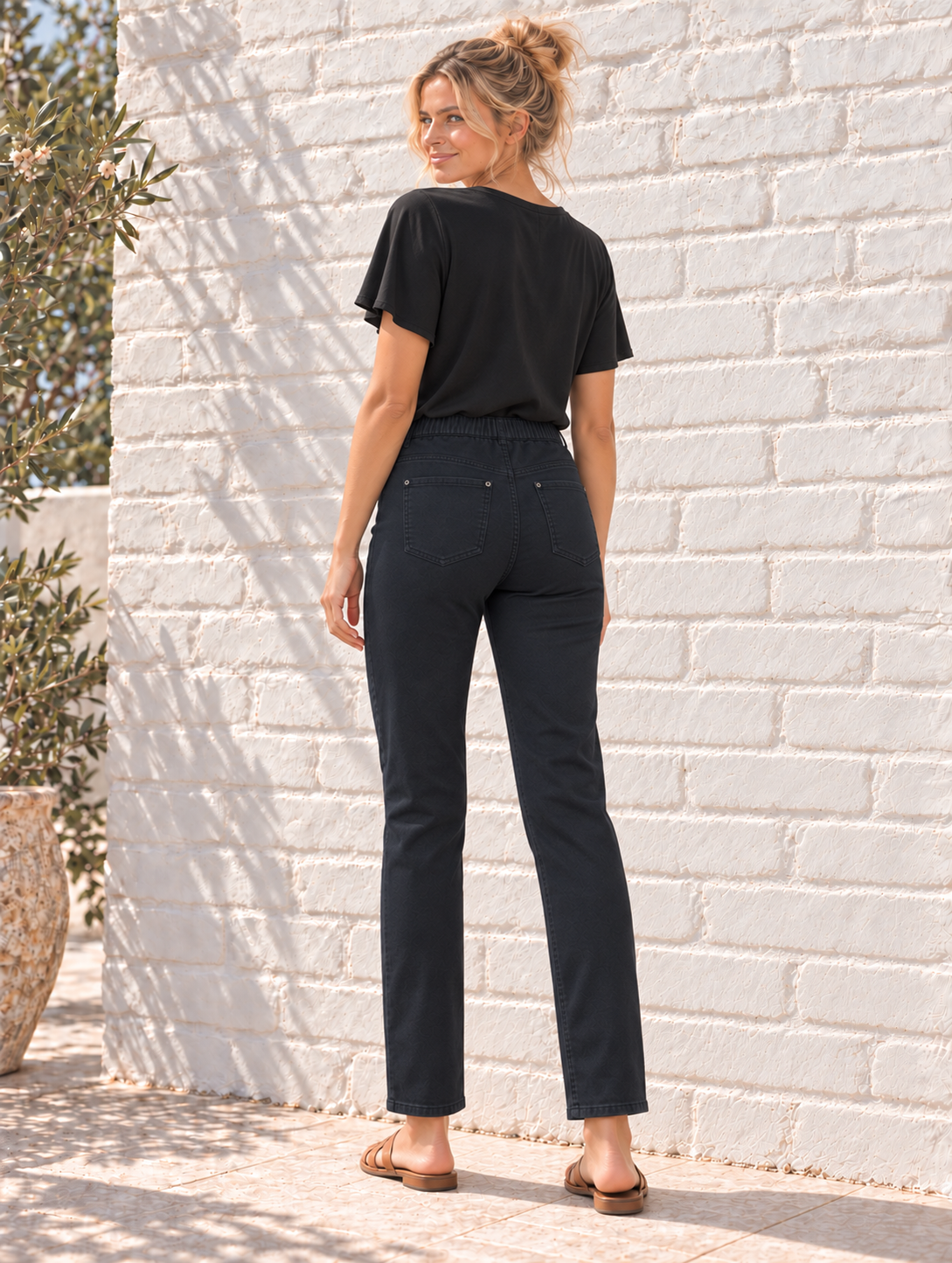 Cafe Latte - 7/8 Navy Pants