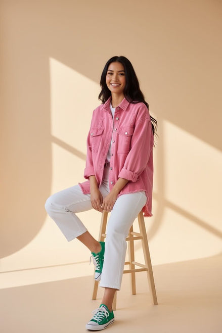 Mutig - Denim Shacket Pink