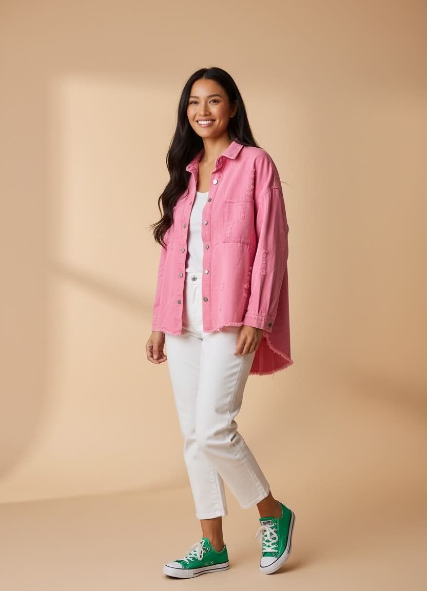 Mutig - Denim Shacket Pink