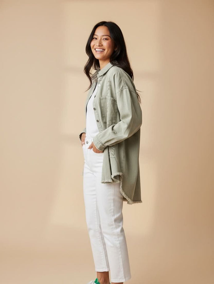 Mutig - Denim Shacket Sage