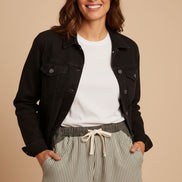 Mutig - Drawstring Fine Striped Denim Pants