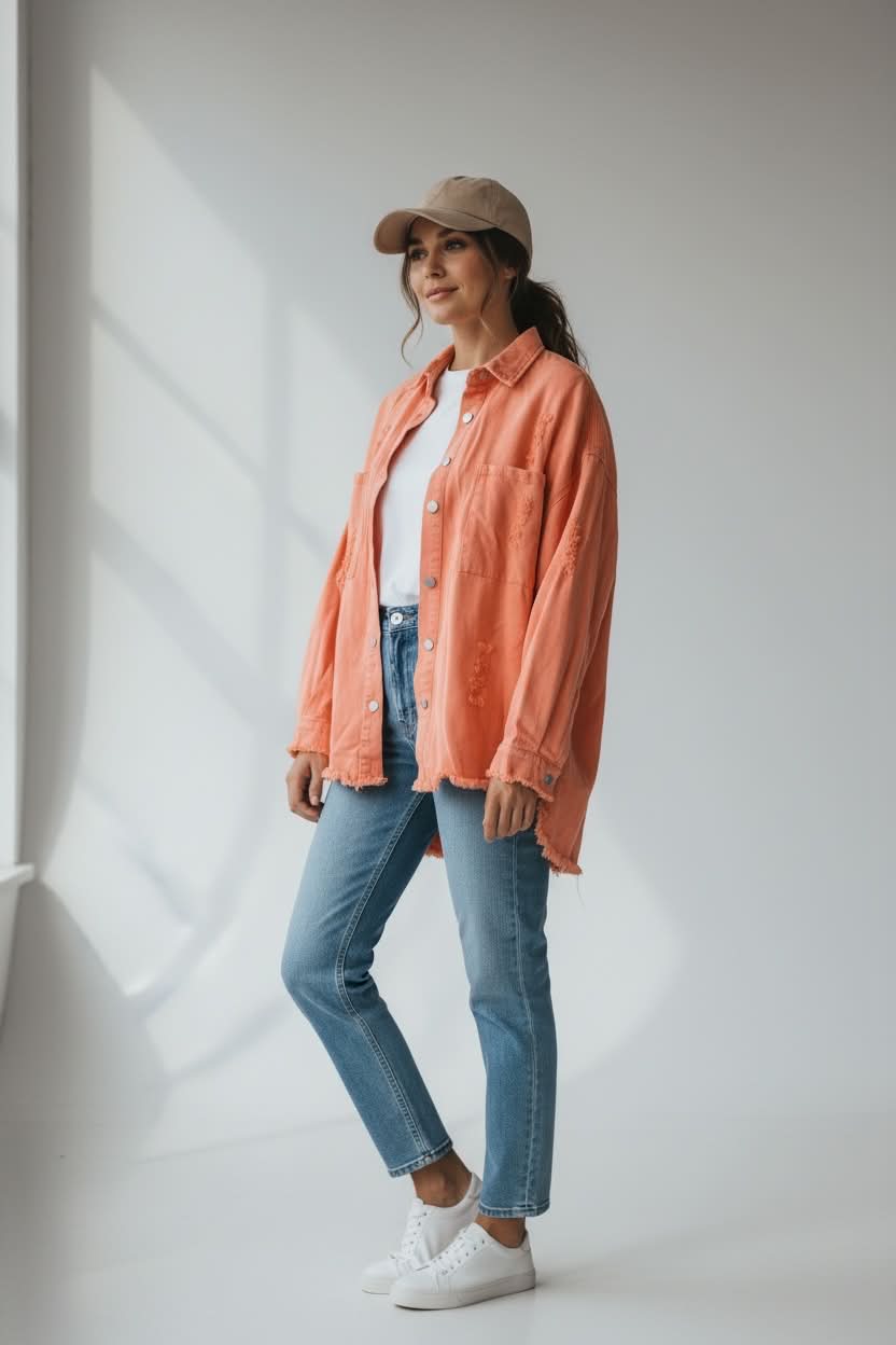 Mutig - Denim Shacket Orange