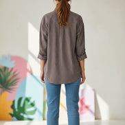 Iris Maxi - Classic Stripe Relaxed Shirt - Chocolate