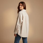 Iris Maxi - Classic Stripe Relaxed Shirt - Beige